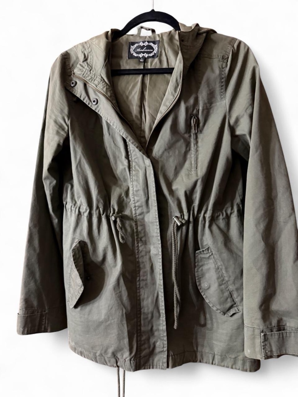 Ambiance Olive Utility Anorak Jacket with Hood
